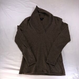 Prive Cashmere Brown Shawl Collar V-Neck Pullover Sweater Womens Small